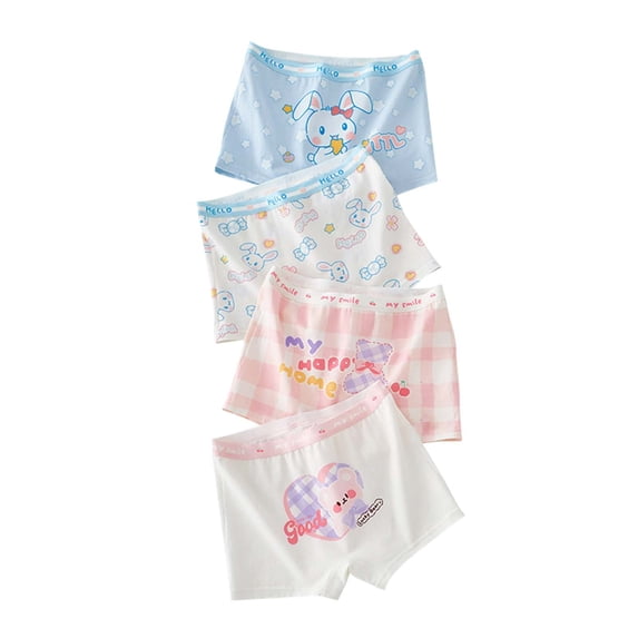 Eltusu Girls Boxer Briefs, Stretch 4 Pieces Soft Cotton Boyshort Light Blue Size 5-7 T