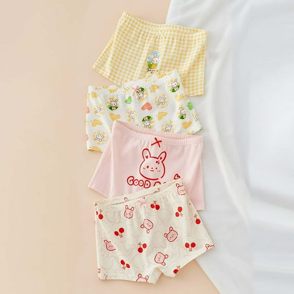 Eltusu Girls Boxer Briefs, Stretch Cotton Four Pieces Comfy Boyshort Pink Size 5-7 T