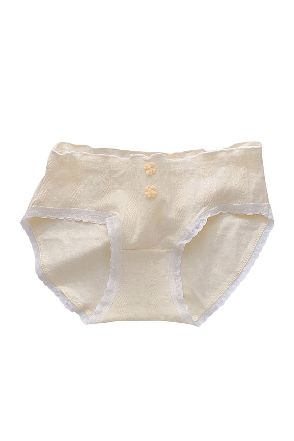 Girls Briefs, Cotton Elastic Waist Stretch Flex-Fit Girls Underwear Yellow Size 15-16 T