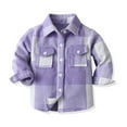 thumbnail image 1 of Eltusu Girls Button-Down Shirts, Breathable Lapel Collar Long Sleeve Cotton Plaid Shirts Purple Size 12-13 T, 1 of 2
