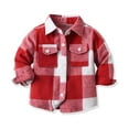 thumbnail image 1 of Eltusu Girls Button-Down Shirts, Lapel Collar Breathable Cotton Long Sleeve Plaid Shirts Red Size 12-13 T, 1 of 2