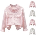 thumbnail image 1 of Eltusu Girls Button Down Shirts, Short Sleeve Fashion Cotton Lapel Collar Summer Tops Pink Size 3-14 T, 1 of 3