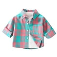 thumbnail image 1 of Eltusu Girls Button Down Shirts, Short Sleeve Plaid Cotton Lapel Collar Summer Tops Green Size 7-8 T, 1 of 2