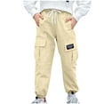 thumbnail image 1 of Eltusu Girls Cargo Pants, Loose Fit Mutile-Pockets Cotton Elastic Waist Athletic Joggers Khaki Size 9-10 T, 1 of 4