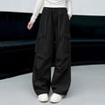 thumbnail image 1 of Eltusu Girls Cargo Pants, Multi-Pockets Spring Fall Elastic Waist Loose Fit Athletic Pants Black Size 13-14 T, 1 of 4