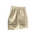 thumbnail image 1 of Eltusu Girls Cargo Shorts, Solid Color Cotton Knee Length Elastic Waistband Summer Shorts Khaki Size 4-5 T, 1 of 6