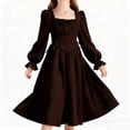 thumbnail image 1 of Eltusu Girls Casual Dresses, Midi Dress Solid Color Crew Neck Long Sleeve Kids Clothes Brown Size 9-10T, 1 of 5