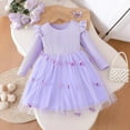 thumbnail image 1 of Eltusu Girls Casual Dresses, Ruffle sleeve Long Sleeve Crew Neck Princess Kids Clothes Purple Size 7-8 T, 1 of 6