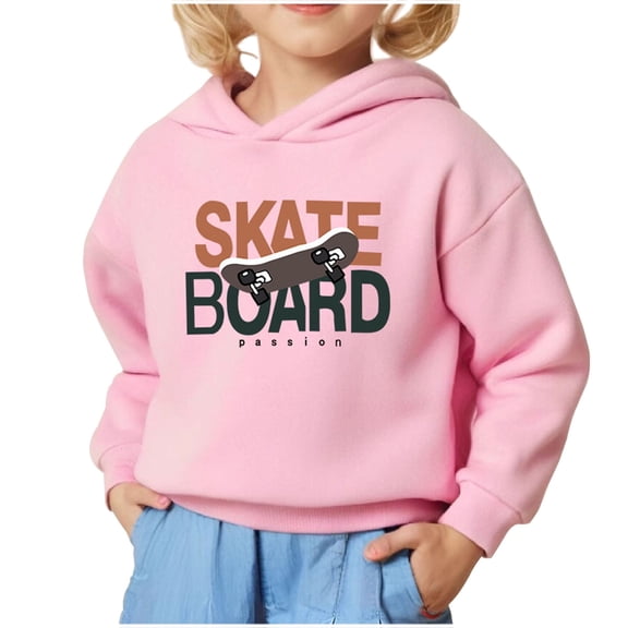 Eltusu Girls Casual Hoodies, Pullover Long Sleeve Loose Graphic Girls Sweatshirts Pink Size 6 T