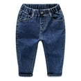 thumbnail image 1 of Eltusu Girls Casual Jeans, Solid Color Fashion Elastic Waist Stretch Denim Pants Blue Size 6 T, 1 of 2