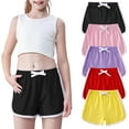 thumbnail image 1 of Eltusu Girls Cotton Athletic Shorts, Casual Elastic Waist 5 Pieces Drawstring Summer Shorts Multicolor Size 6 T, 1 of 8