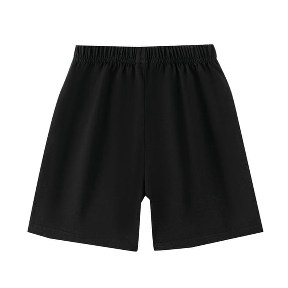 Eltusu Girls Cotton Athletic Shorts, Loose Fit Solid Color Soft Elastic Waistband Black Size 4-5 T