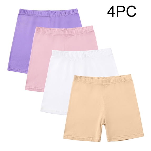 Eltusu Girls Cotton Bike Shorts, Elastic Waist Soft Stretch Four Pieces Dress Dance Shoets Multicolor Size 13-14 T