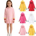 thumbnail image 1 of Eltusu Girls Cotton Dresses, Casual Hoodied Long Sleeve A-Line School Uniform Dress Pink Size 7-8 T, 1 of 4