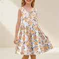 thumbnail image 1 of Eltusu Girls Cotton Dresses, Knee Length Sleeveless Crewneck Beach Summer Clothes Multicolor Size 6-7 T, 1 of 4