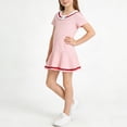thumbnail image 1 of Eltusu Girls Cotton Dresses, Lapel Collar A-Line Short Sleeve Comfort School Uniform Dress Pink Size 9-10 T, 1 of 5