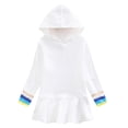 thumbnail image 1 of Eltusu Girls Cotton Dresses, Long Sleeve Hoodied A-Line Casual School Uniform Dress White Size 2-3 T, 1 of 3