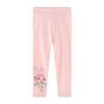thumbnail image 1 of Eltusu Girls Cotton Leggings, Stretch Solid Color Elastic Waist Lightweight Tight Pants Pink Size 2-8 T, 1 of 5