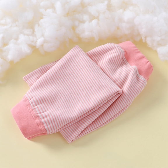 Eltusu Girls Cotton Leggings, Stretch Striped Elastic Waist Thermal Winter Joggers Pink Size 7-8T