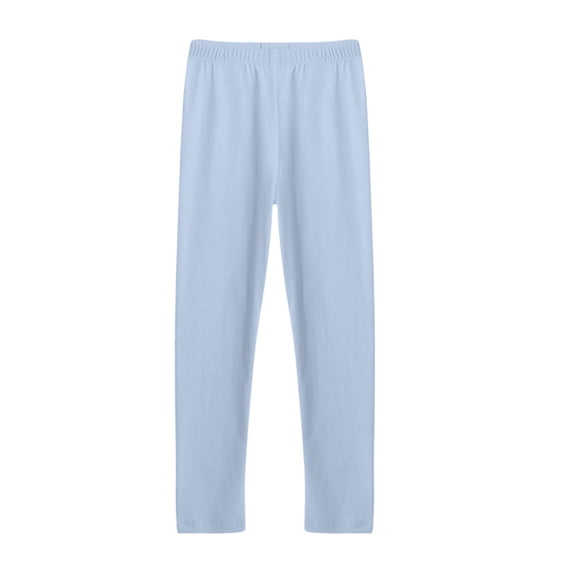 Eltusu Girls Cotton Leggings, Stretch Thermal Soft Elastic Waist Winter Pants Light Blue Size 11-12 T
