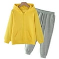 thumbnail image 1 of Eltusu Girls Cotton Outfit Sets, 2 Pieces Long Sleeve Zip up Hoodies and Sweatpants Set Yellow Size 13-14 T, 1 of 5