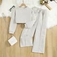 thumbnail image 1 of Eltusu Girls Cotton Outfit Sets, Long Sleeve 2 Pieces Wide Leg Sweatshirts & Sweatpants Set White Size 8-9 T, 1 of 7
