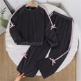 thumbnail image 1 of Eltusu Girls Cotton Outfit Sets, Loose Fit 2 Pieces Long Sleeve Sweatshirts & Sweatpants Set Black Size 10-12 T, 1 of 8