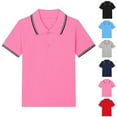 thumbnail image 1 of Eltusu Girls Cotton Polo Shirts, Short Sleeve Pullover Breathable School Uniform Collar Shirts Pink Size 2-13 T, 1 of 3
