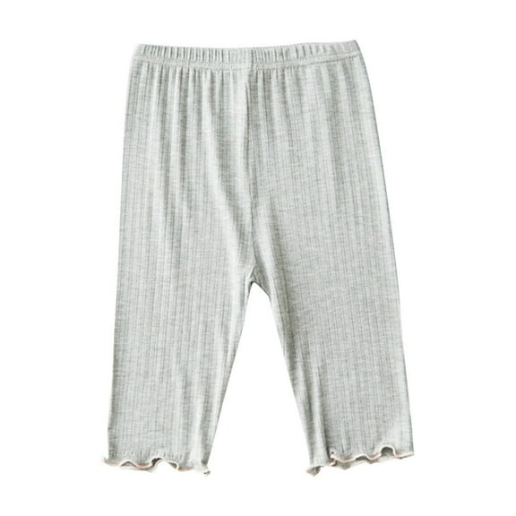 Eltusu Girls Cotton Shorts, Elastic Waist Knee Length Summer Soft Kids Casual Shorts Gray Size 4-5 T