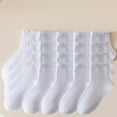 thumbnail image 1 of Eltusu Girls Cotton Socks, 10 Pieces Breathable Comfy Mid-Calf Spring Fall Socks White Size 9-12 T, 1 of 8