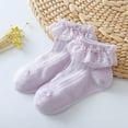 thumbnail image 1 of Eltusu Girls Cotton Socks, Stretch Comfy Low Cut Ruffled Ankle Socks Purple Size 6-7 T, 1 of 2