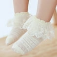 thumbnail image 1 of Eltusu Girls Cotton Socks, Stretch Princess Low Cut Ruffled Ankle Socks Yellow Size 0-5 T, 1 of 5