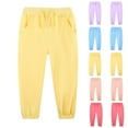 thumbnail image 1 of Eltusu Girls Cotton Sweatpants, Drawstring Thermal Elastic Waist Soft Winter Jogger Pants Yellow Size 2-7 T, 1 of 6