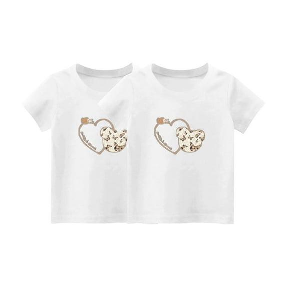Eltusu Girls Cotton T-Shirts, 2 Pieces Crew Neck Loose Fit Pullover Short Sleeve Tops White Size 1-2 T