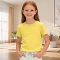 thumbnail image 1 of Eltusu Girls Cotton T-Shirts, Basic Crew Neck Summer Casual Kids Tee with Short Sleeve Yellow Size 13-14 T, 1 of 6