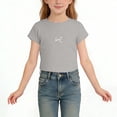 thumbnail image 1 of Eltusu Girls Cotton T-Shirts, Comfy Crewneck Casual Summer Kids Tee with Short Sleeve Gray Size 11-12 T, 1 of 4