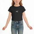 thumbnail image 1 of Eltusu Girls Cotton T-Shirts, Crewneck Comfy Summer Casual Kids Tee with Short Sleeve Black Size 7-8 T, 1 of 4
