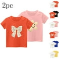 thumbnail image 1 of Eltusu Girls Cotton T-Shirts, Short Sleeve Casual Two Pieces Pullover Summer Tops Orange Size 2-11 T, 1 of 4