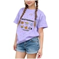 thumbnail image 1 of Eltusu Girls Cotton T-Shirts, Summer Printed Casual Crew Neck Kids Tee with Short Sleeve Purple Size 11-12 T, 1 of 5