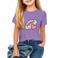thumbnail image 1 of Eltusu Girls Cotton T-shirts, Short Sleeve Pullover Crewneck Comfort Graphic Tee Purple Size 3-4 T, 1 of 3
