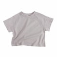 thumbnail image 1 of Eltusu Girls Cotton T-shirts, Short Sleeve Pullover Crewneck Solid Color Kids Tops Khaki Size 12-24 Months, 1 of 8