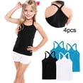 thumbnail image 1 of Eltusu Girls Cotton Tank Tops, 4 Pieces Dance Sleeveless Y-Back Summer Vest Shirts White Size 8-9 T, 1 of 5