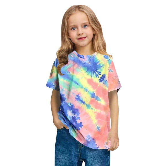 Eltusu Girls Crewneck T-shirts, Summer Pullover Fashion Casual Short Sleeve Tops Multicolor Size 11-12 T