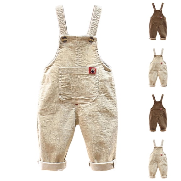 Eltusu Girls Denim Overalls, Stretchy Casual Sleeveless Fashion Kids Jumpsuit Romper Beige Size 1-4 T