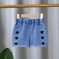 thumbnail image 1 of Eltusu Girls Denim Shorts, Printed Loose Fit Elastic Waist Casual Summer Jean Shorts Black Size 4-5 T, 1 of 6