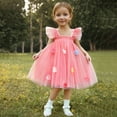 thumbnail image 1 of Eltusu Girls Dresses, Crew Neck Fashion Short Sleeve Mesh Summer Dress Pink Size 2-3 T, 1 of 6