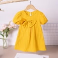 thumbnail image 1 of Eltusu Girls Dresses, Crewneck Casual Short Sleeve Princess Summer Dress Yellow Size 1-2 T, 1 of 6