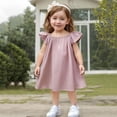 thumbnail image 1 of Eltusu Girls Dresses, Short Sleeve Crew Neck Comfy Casual Summer Dress Pink Size 6 T, 1 of 6
