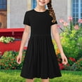 thumbnail image 1 of Eltusu Girls Dresses, Short Sleeve Crewneck Casual Comfort Summer Dress Black Size 7-8 T, 1 of 6