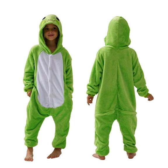 Eltusu Girls Flannel Jumpsuits, Hooded Comfy Thermal Performance Winter Rompers Green Size 9-10 T